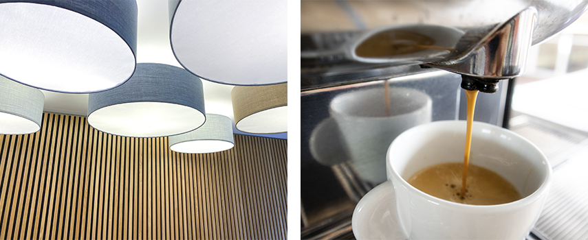 Vores cafe med forfriskninger og barista i life science huset 