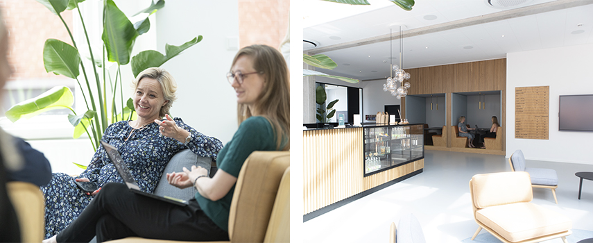 Vores cafe med forfriskninger og barista i life science huset 